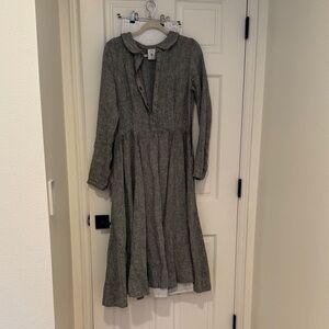 Son de Flor classic dress in grey moon twill linen, size M